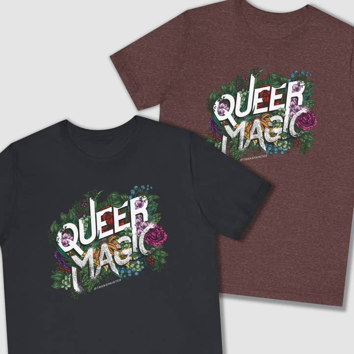 Queer Magic Tee Shirt | LGBTQ Pride Tshirt | Beskyt transbørn | Beskyt transrettigheder | Queer Witch Shirt | for engroshandel hos Transpainter