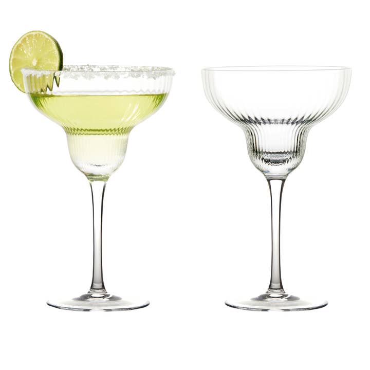 Empire Clear Margarita Glasses, Set of 2 – Handcrafted Glass for wholesale by Anton Studio Designs
