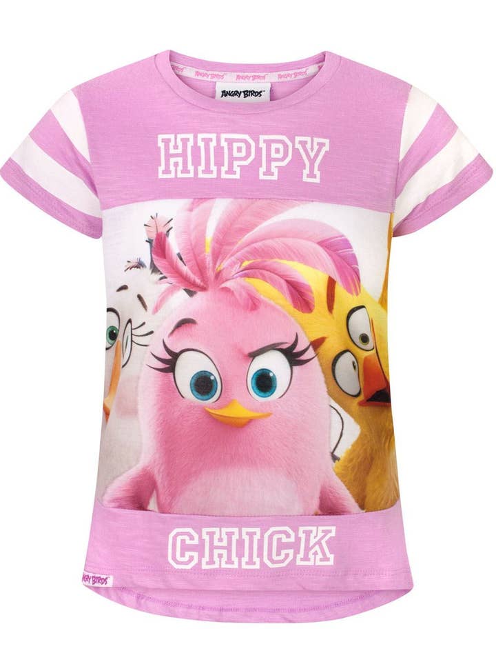 T-shirt rose à manches courtes Angry Birds pour filles pour la vente par Vanilla Underground