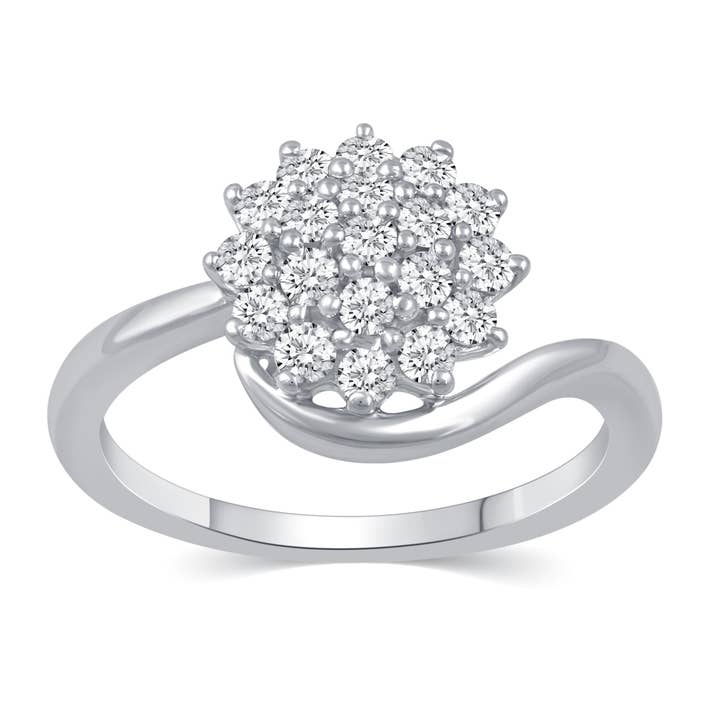 Cluster Flower Elegant Ring in 925 Sterling Silver for wholesale by Prime and Pure