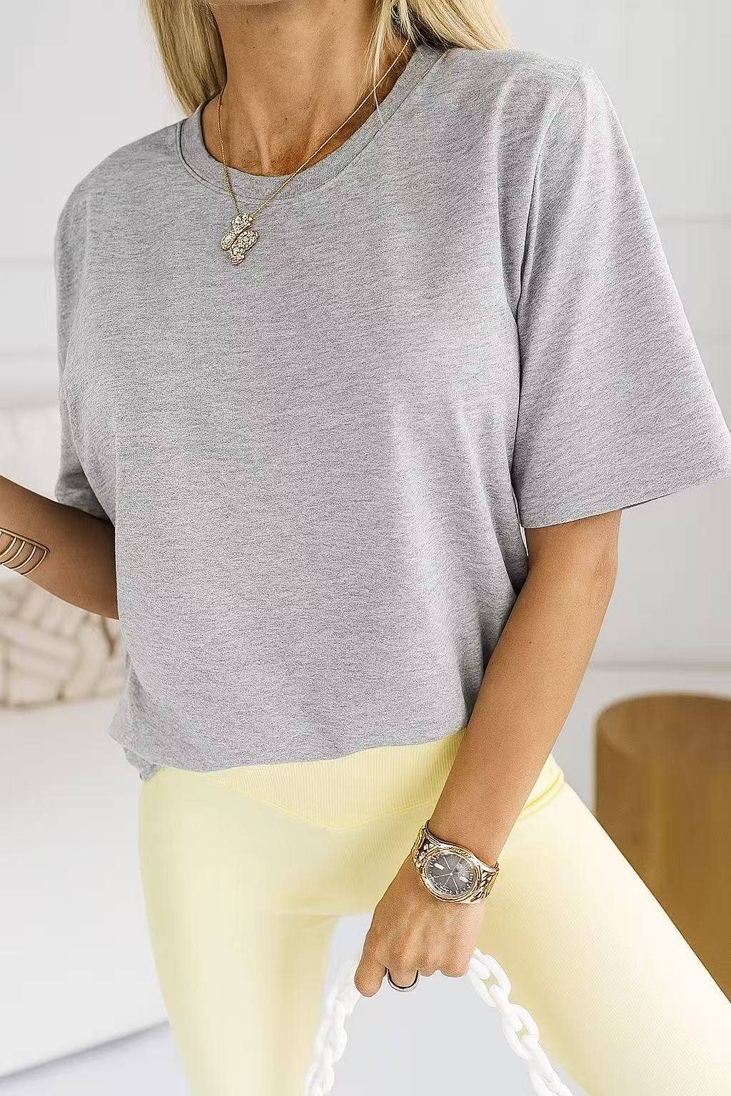 ESTEE BROWN - Wholesale T-Shirt - Women's - Large basic plain T-shirt - 2206U3