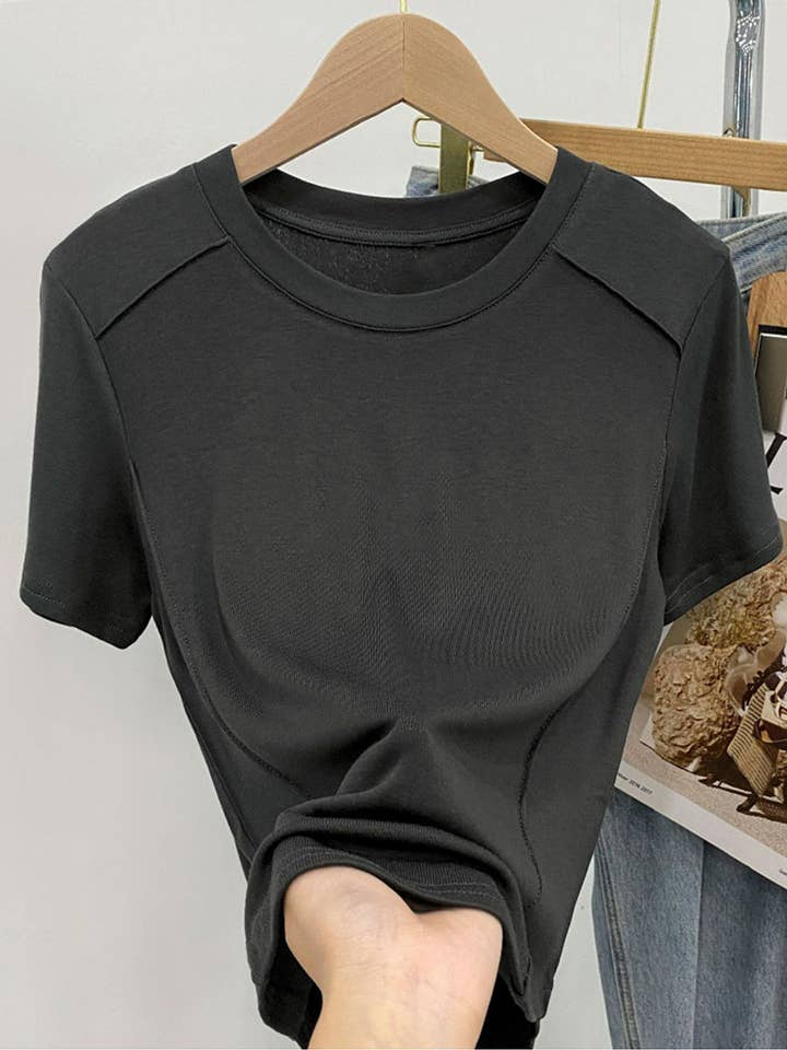 DE VAVE - Wholesale T-Shirt - Women's - Solid Crew Neck T-Shirt