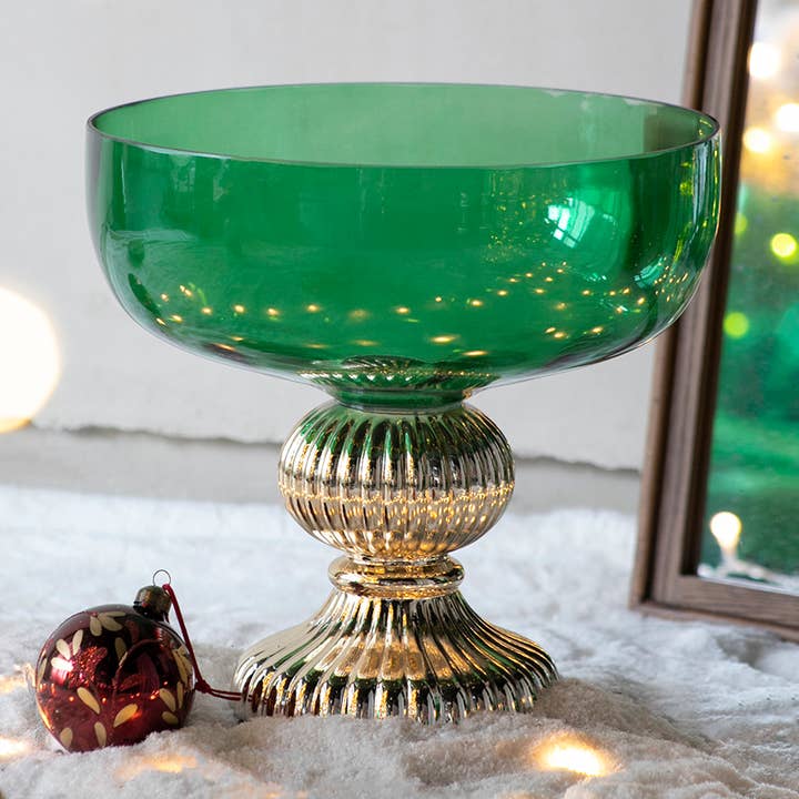 D12.5x11.5" Emerald Elegance Glass Vase - Green and other Purchase Wholesale green glass goblets. Free Returns & Net 60 Terms on Faire trending on Faire.