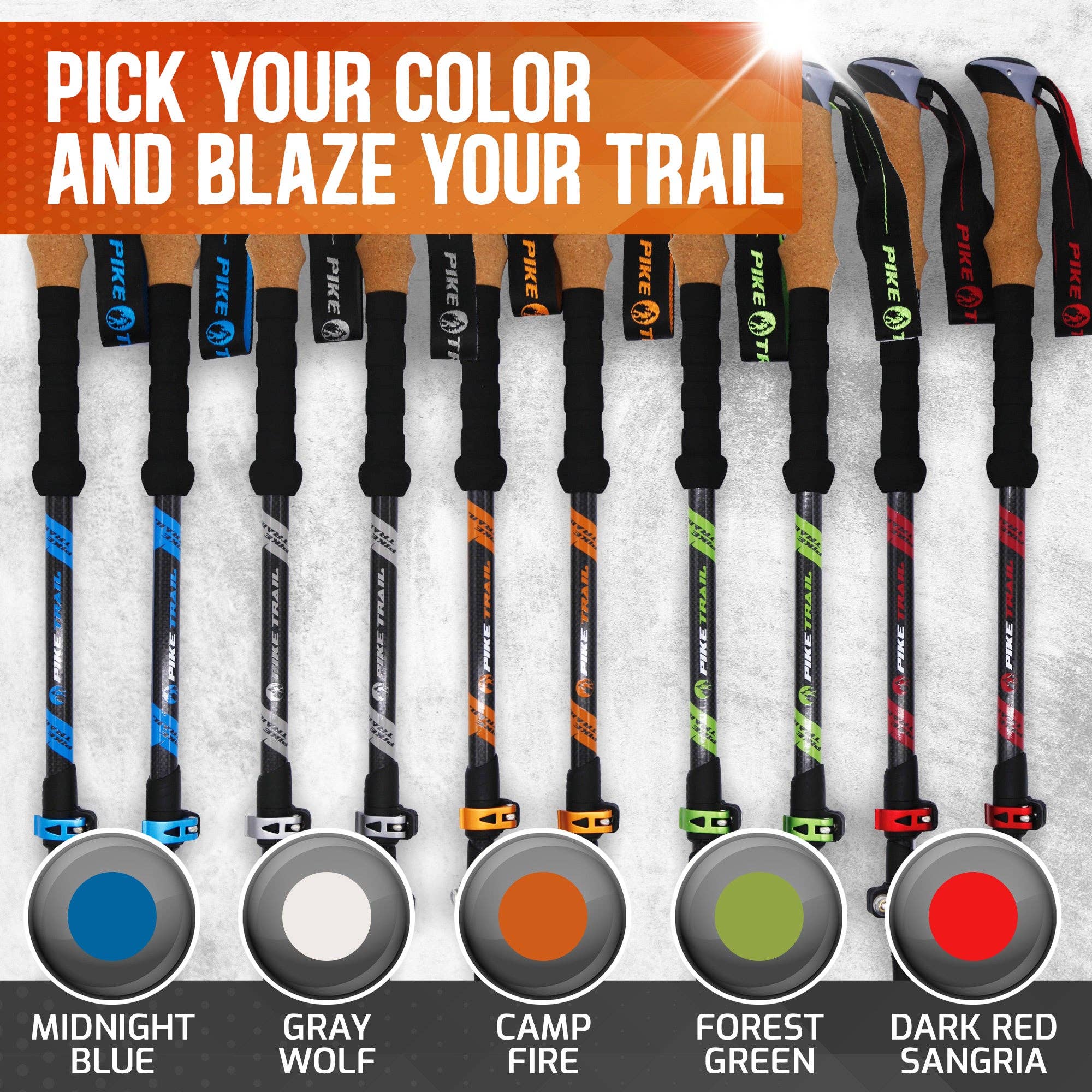 Pike Trail – wholesale Sporting accessories – Pike Trail Carbon Fiber Trekking Poles – Lightweight, Adjustable Hiking Poles for Every Adventure5