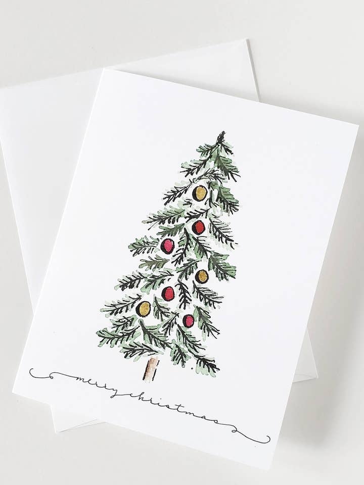 Pine Tree Julekort for engroshandel hos The Painted Pen