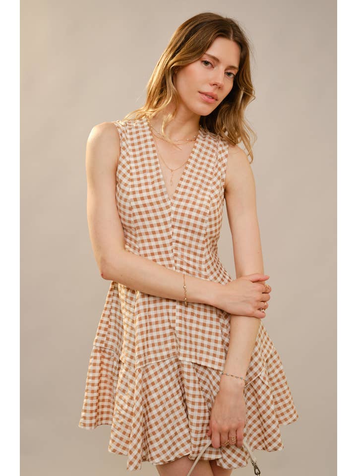 Blue B - Wholesale Dress - Women's - 47022D - Gingham Flare Mini Dress11