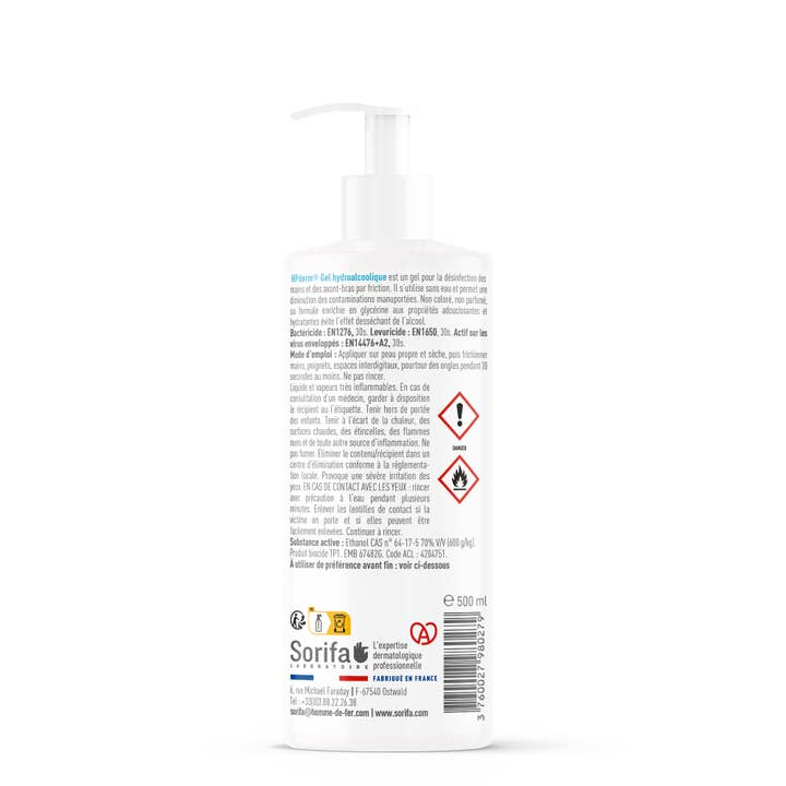 Laboratoire de l'Homme de Fer - SORIFA - Wholesale Hand Sanitizer - HPderm - Hydroalcoholic gel - 500 ml