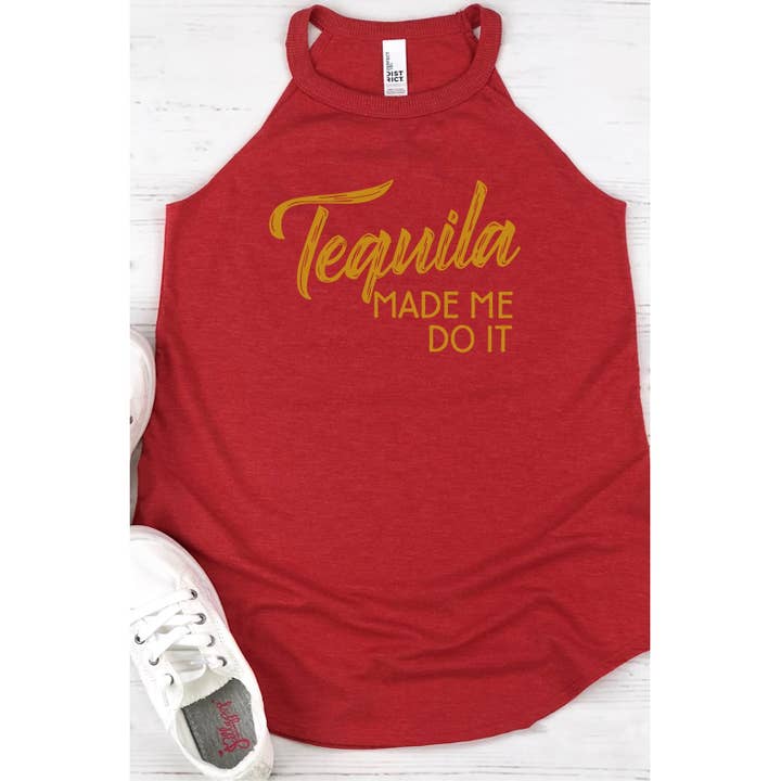 Tequila Made Me Do It Party Time Mock-Tanktop mit Grafik für den Großhandel von Kissed Apparel