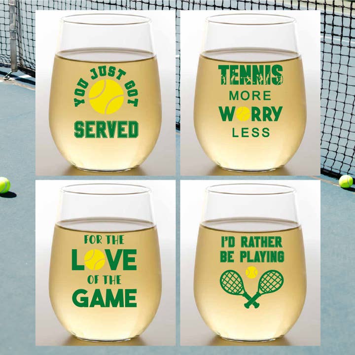 Wine-Oh! - Wholesale Wine Glass - TENNIS SAYINGS Unbreakable TRITAN Plastic Wine Glasses