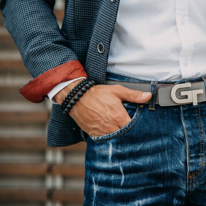 GT collection Jewelry - Wholesale Beaded Bracelet - Men's MATTE ONYX Double Bead Bracelet - One Size Fits All