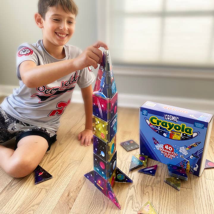 CreateOn - Wholesale Building Set - Kids - Crayola Cosmic Magnetic Tiles 40-Piece Set