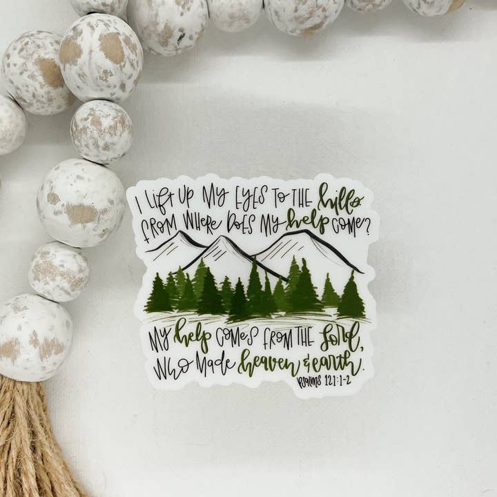 Savannah and James Co - Wholesale Sticker - I Lift Up My Eyes To The Hills, Clear Vinyl, Sticker, 3x3 in