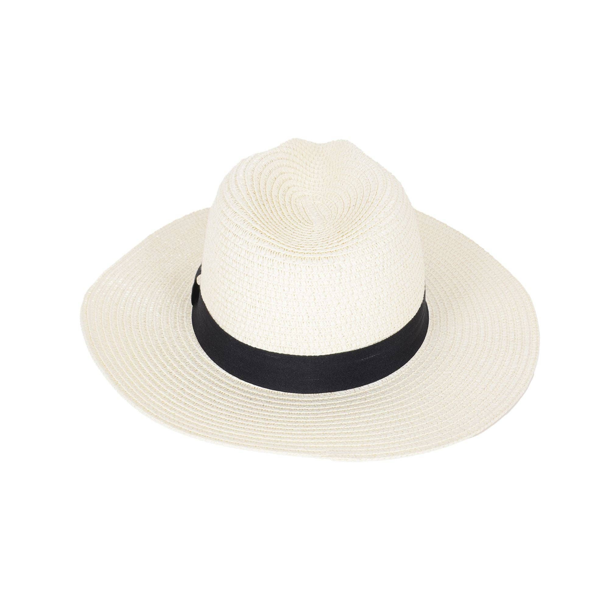 AK Brand - Wholesale Straw Hat - Women's - Wide Brim Straw Fedora Sun Hat Black Band Panama UV Hat18
