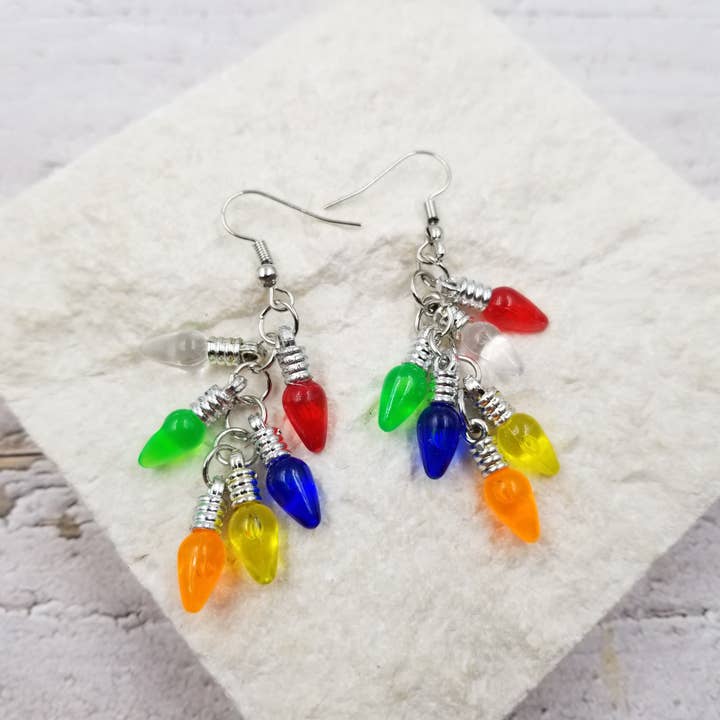 Treasure Wholesale - Wholesale Dangle Earrings - Christmas Colorful Light Bulb Earrings2