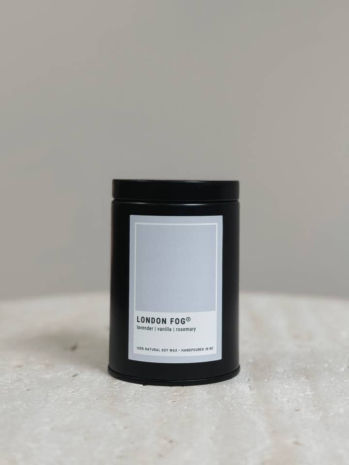 Gallery 7 oz Candle Tin | London Fog for wholesale by Vessel Candle Studio