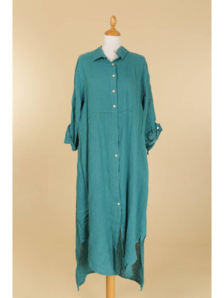 la maison des fibres naturelles - Wholesale Button Down Shirt - Women's - Long shirt dress 68036 100% LINEN4