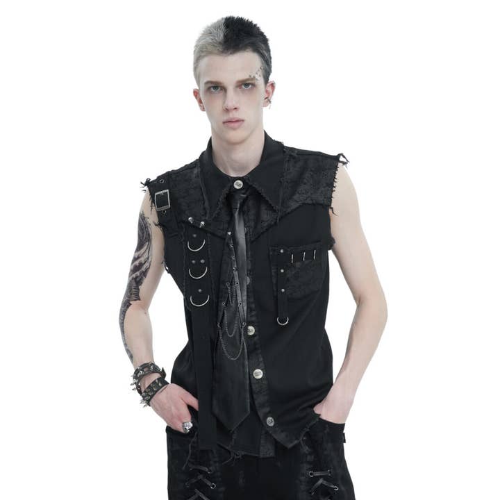 SHT102 - Gilet à boutons style usé pour la vente par Western Fashion