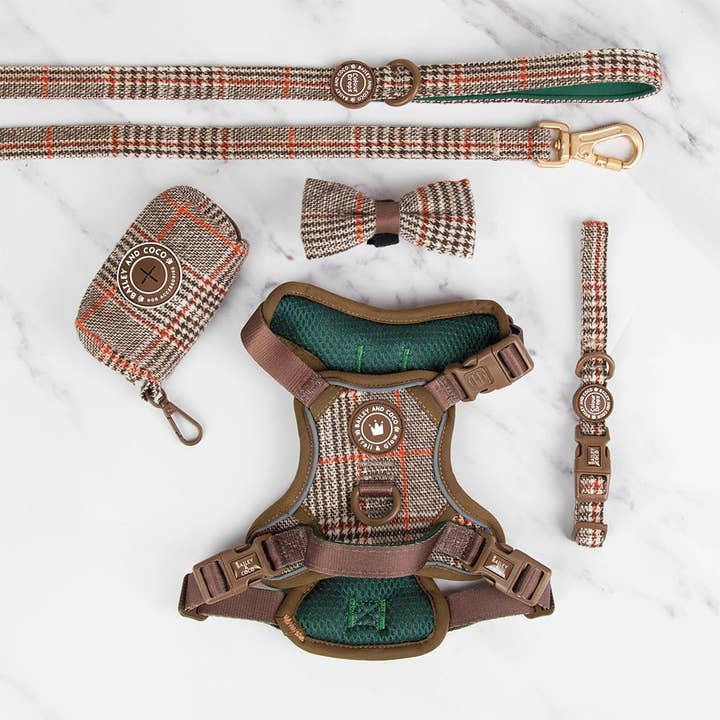 Trail & Glow - Dog Harness Bundle Set - Colour Drops - Heritage Plaid for wholesale by Bailey and Coco