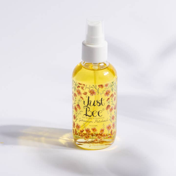 Just Bee - Wholesale Bath/Body Oil - Geranium Patchouli After Bath Oil - Waterless Lotion