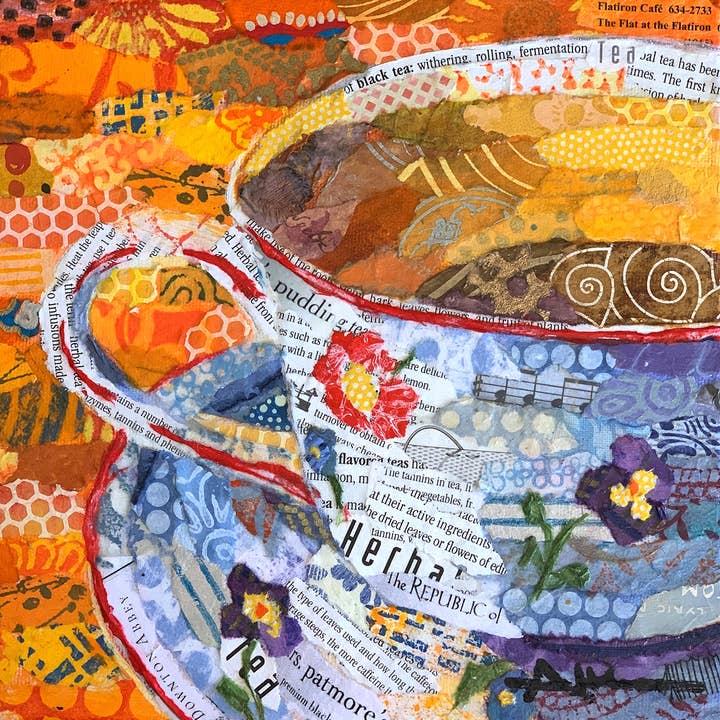 Impression artistique « Petite Fleur » en forme de collage d'archives pour la vente par Art Althea