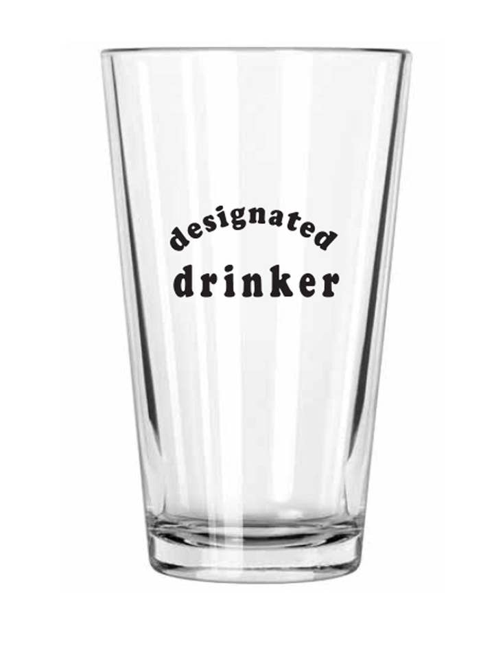 Designated Drinker Pint Glass for wholesale by Buy Socks You All