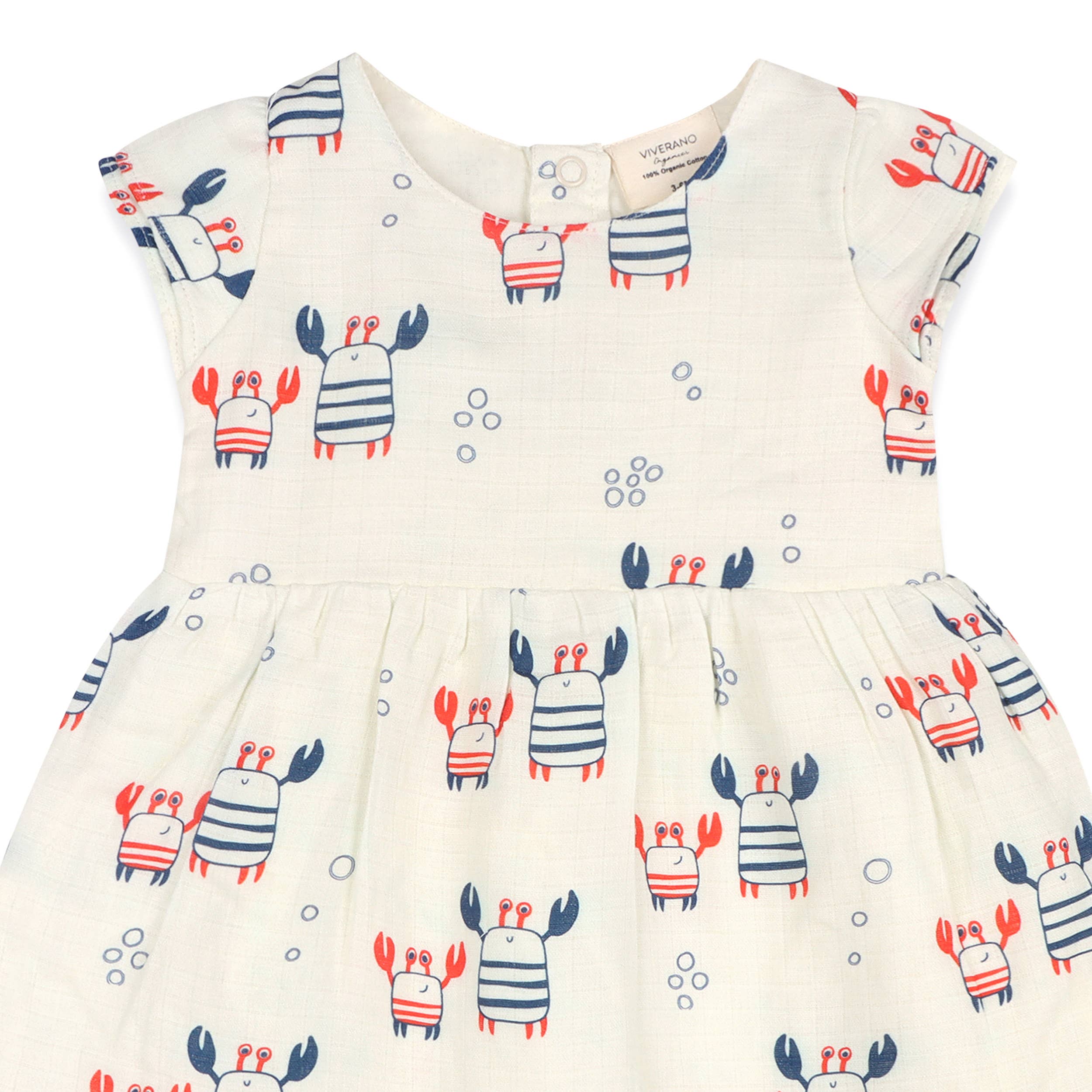 NATURAL Nautical Crab Baby Dress + Bloomer (Organic Muslin) for wholesale on Faire7