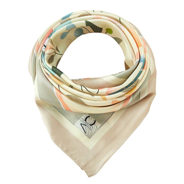 Beige Nature Zoé large silk square for wholesale on Faire