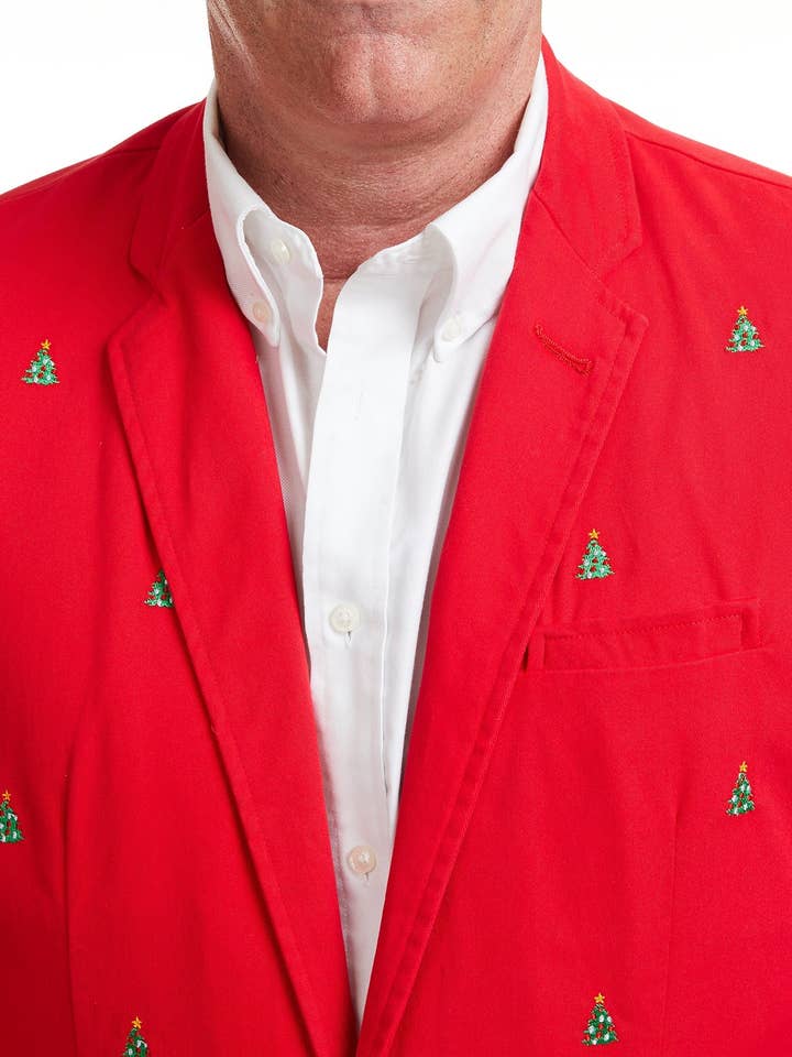 Spinnaker Blazer Bright Red with Christmas Trees for wholesale on Faire5