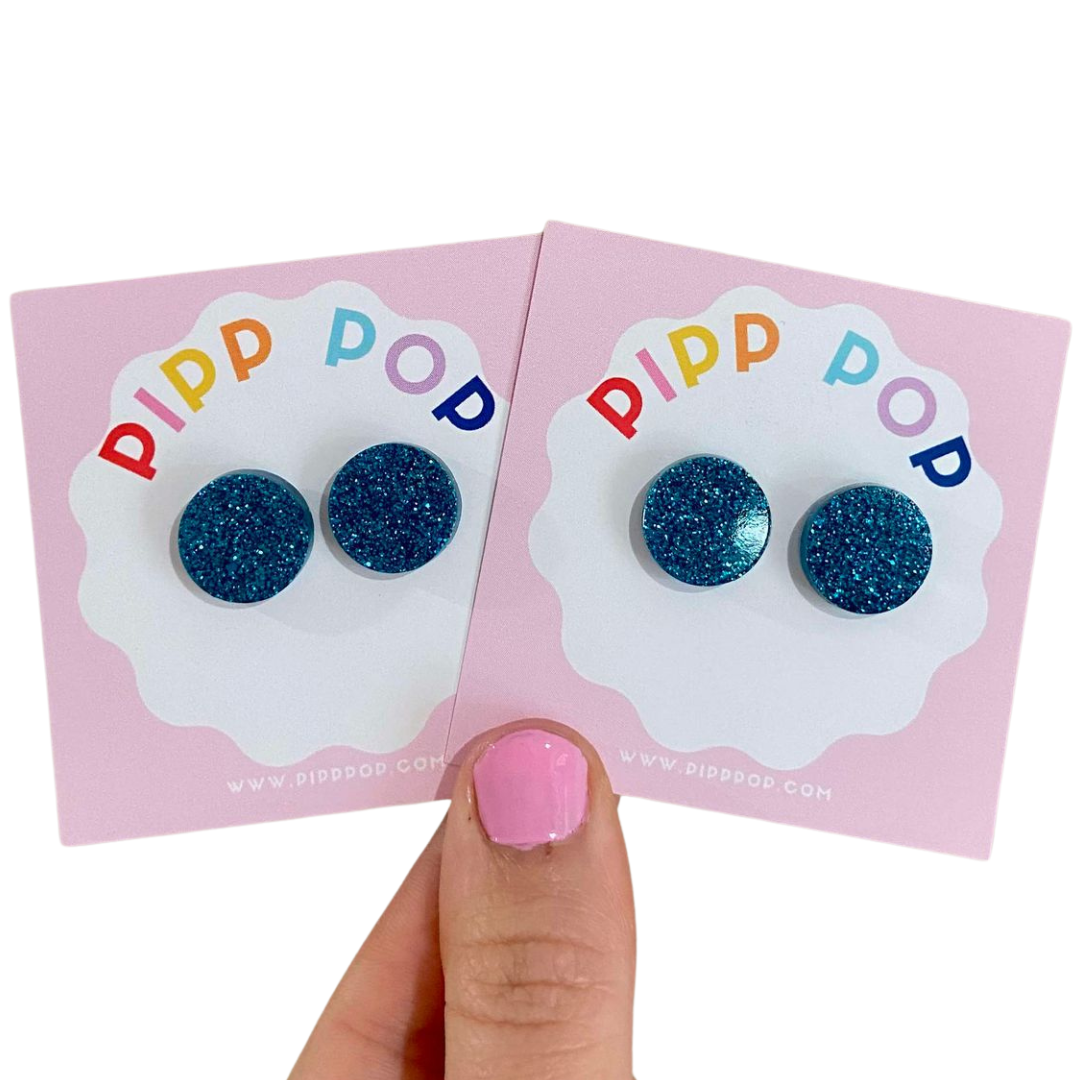 Pipp Pop - Wholesale Stud/Post Earrings - Glitter Resin Studs - 34 Colours Available17