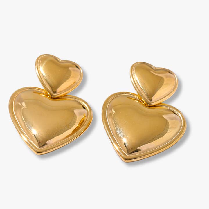 Aurora Double Heart Earrings for wholesale by Liv Bella Vita | European Inspired Waterproof Jewelry