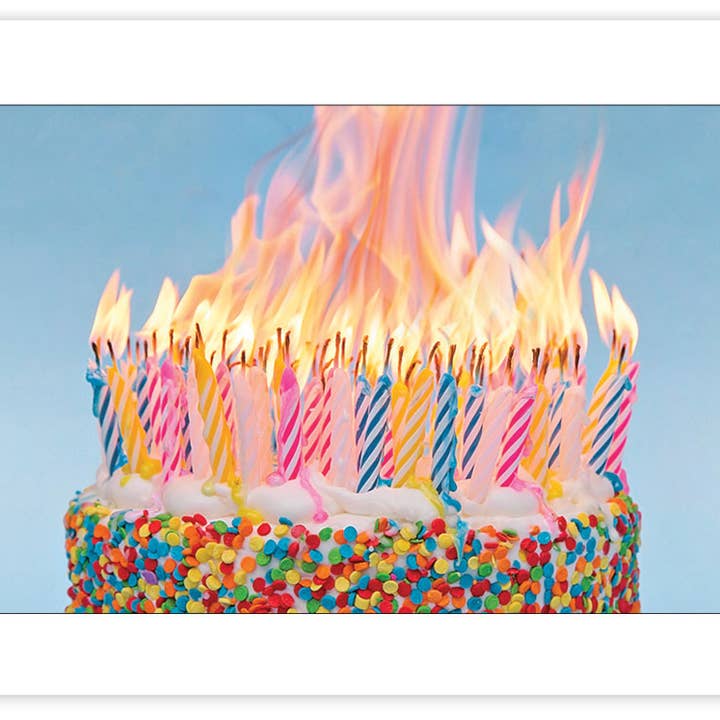 Flaming Birthday Cake Gift Enclosure Card for wholesale by Sun Day Greetings