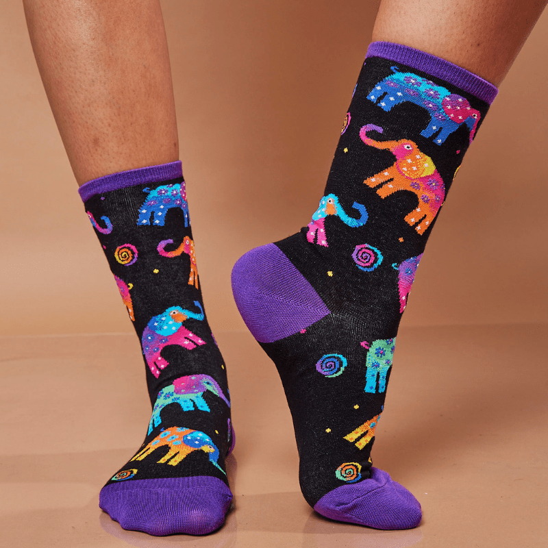 Laurel Burch Studios - Wholesale Socks - Women's - Women's Ellies Crew Socks - Black1