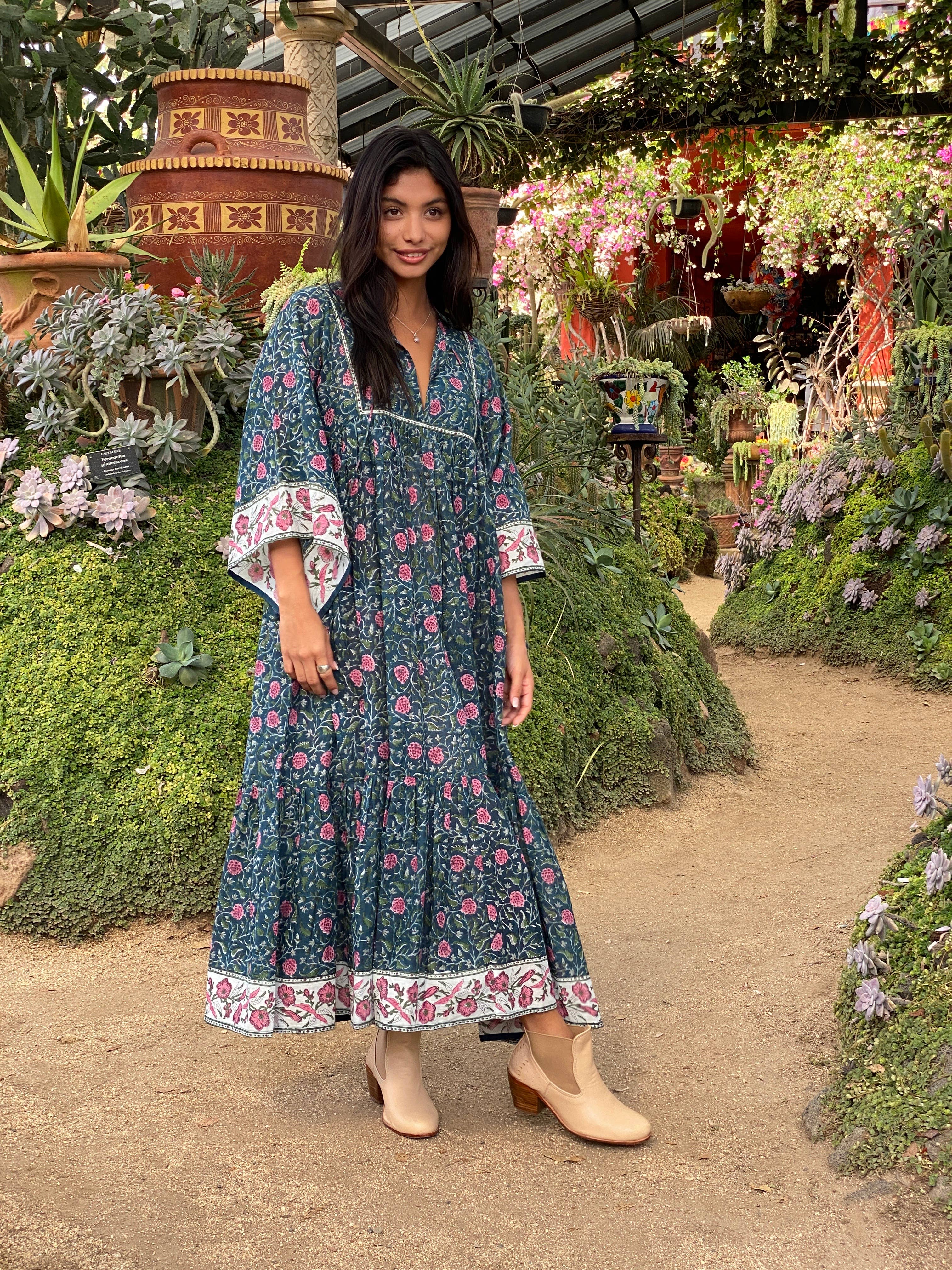 The Fox and The Mermaid - Vente Robe – femme - Robe Maxi Bohème Imprimée à Blocs (Chahna)2