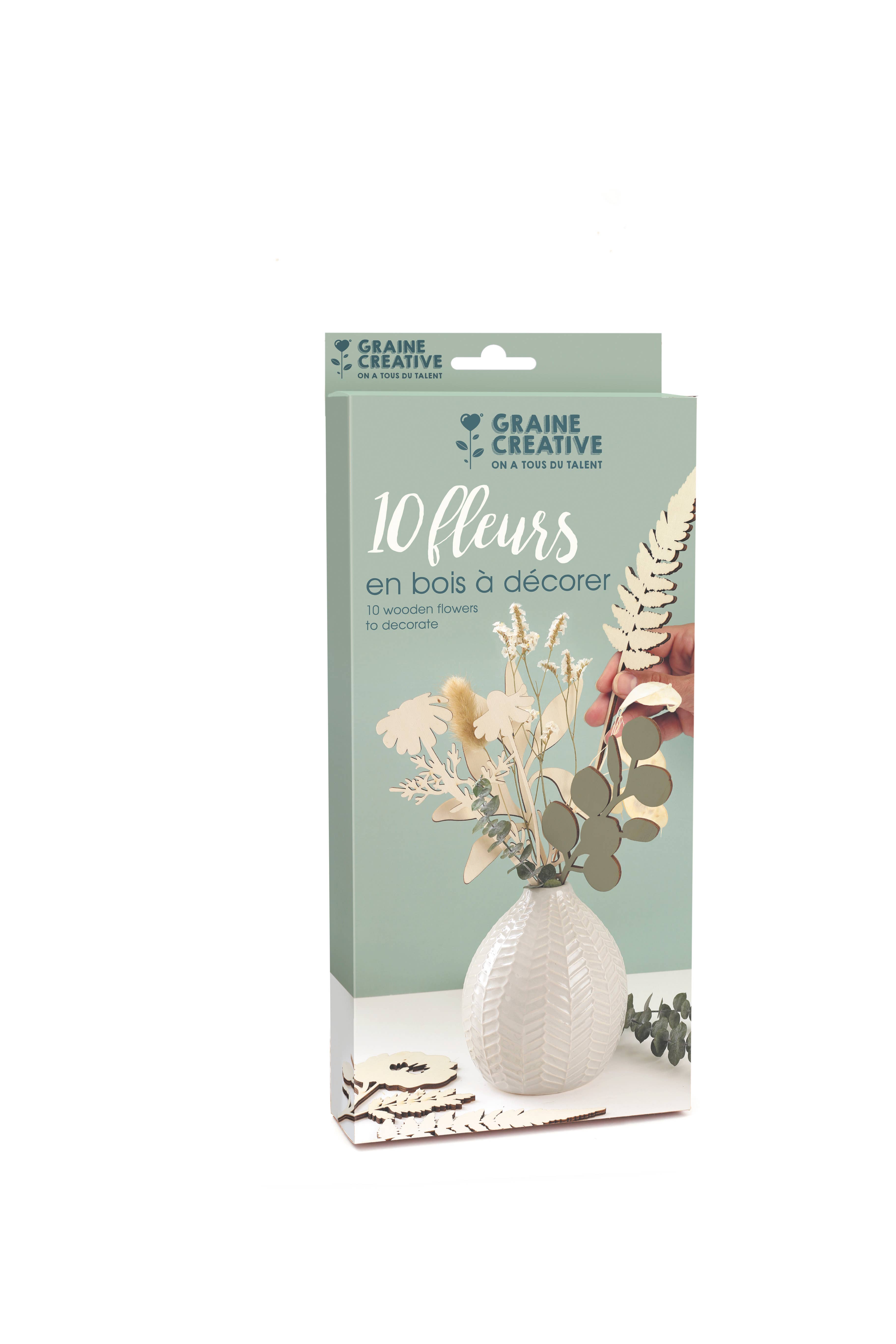 Graine Créative - Wholesale Wood Toy - Kids - BOX OF 10 FLOWERS WOOD PLYWOOD +/- 240mm x 4mm7