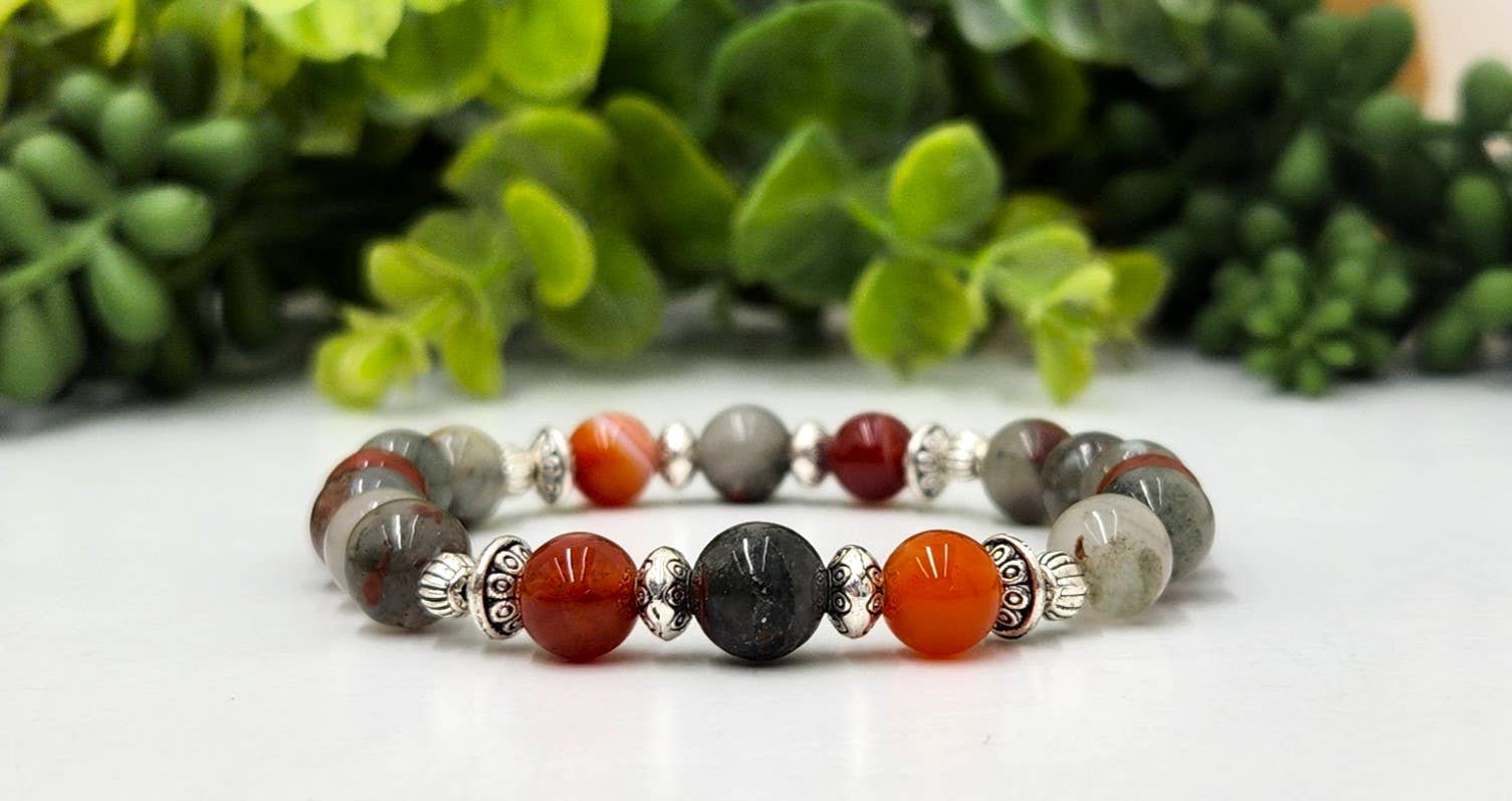Meraki Gemstones - Vendita all'ingrosso Bracciale con perline - SALUTE/BENESSERE - Bracciale in Eliotropio/Carnelian a Fasce 8mm2