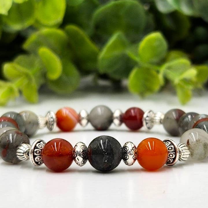 Meraki Gemstones - Vendita all'ingrosso Bracciale con perline - SALUTE/BENESSERE - Bracciale in Eliotropio/Carnelian a Fasce 8mm2
