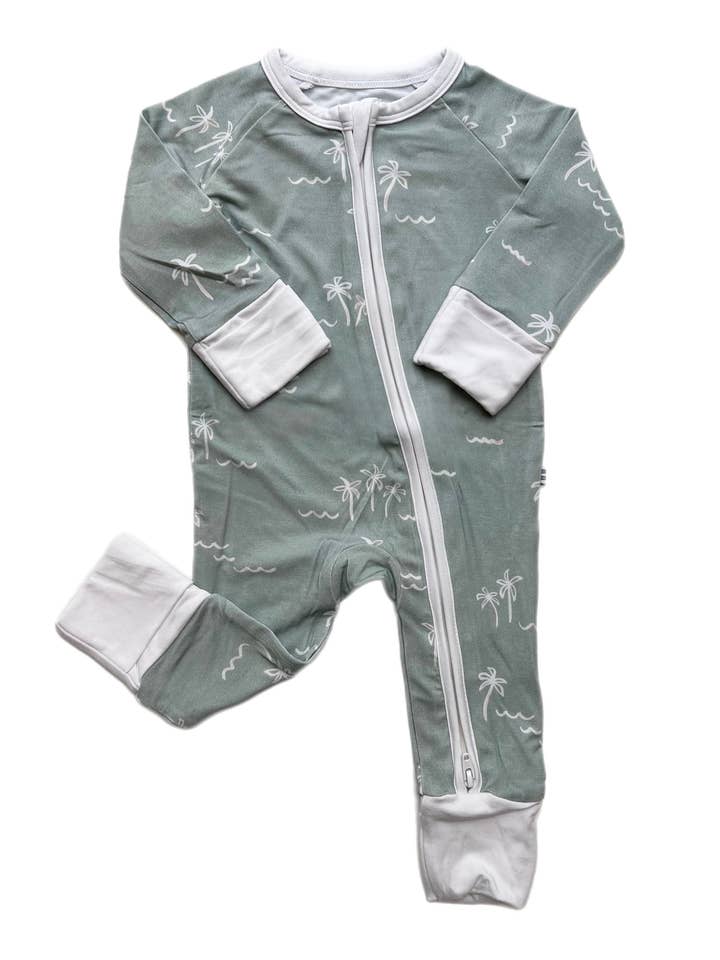 Pijama de bambú Palm Tree Zippies para venta al por mayor de rainbow + co