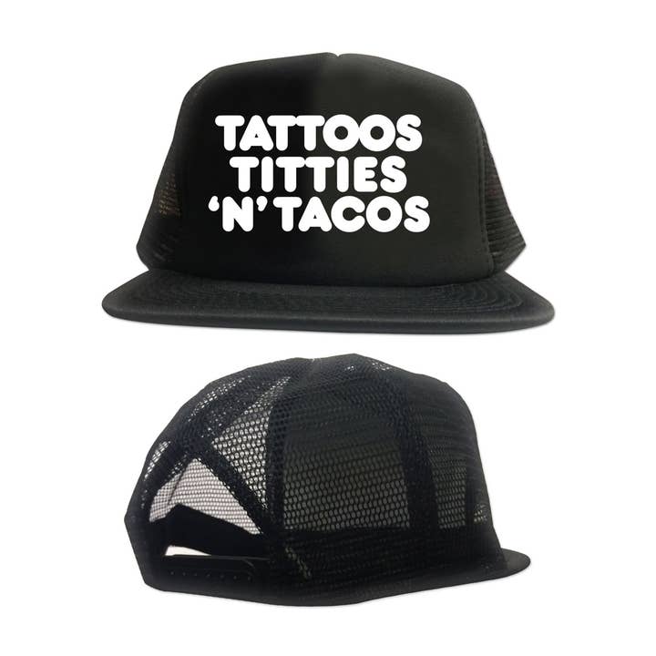 CP016-BLACK WHITE | Tattoos Titties 'N' Tacos for wholesale on Faire