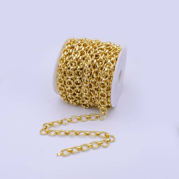 Catena a maglie spesse in oro 24k per gioielli statement, collana a strati venduta al metro | Prezzo di liquidazione ROLL-801 per la vendita all'ingrosso da parte di Aim Eternal