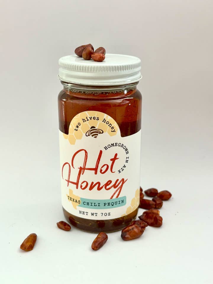 Hot Honey-the Texas Edition!, 7 ounces for wholesale by Two Hives Honey