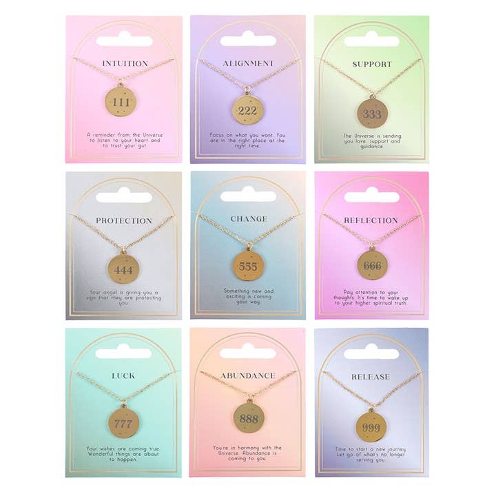 Something Different Wholesale - Wholesale Pendant/Charm Necklace - Set of 9 Angel Number Necklaces1