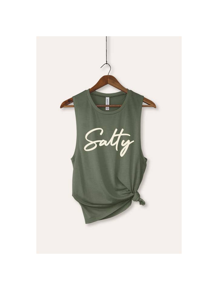 VINTAGE POINT USA – wholesale Tank top – Women′s – SALTY CURSIVE TYPOGRAPHY GRAPHIC TANK TOP10