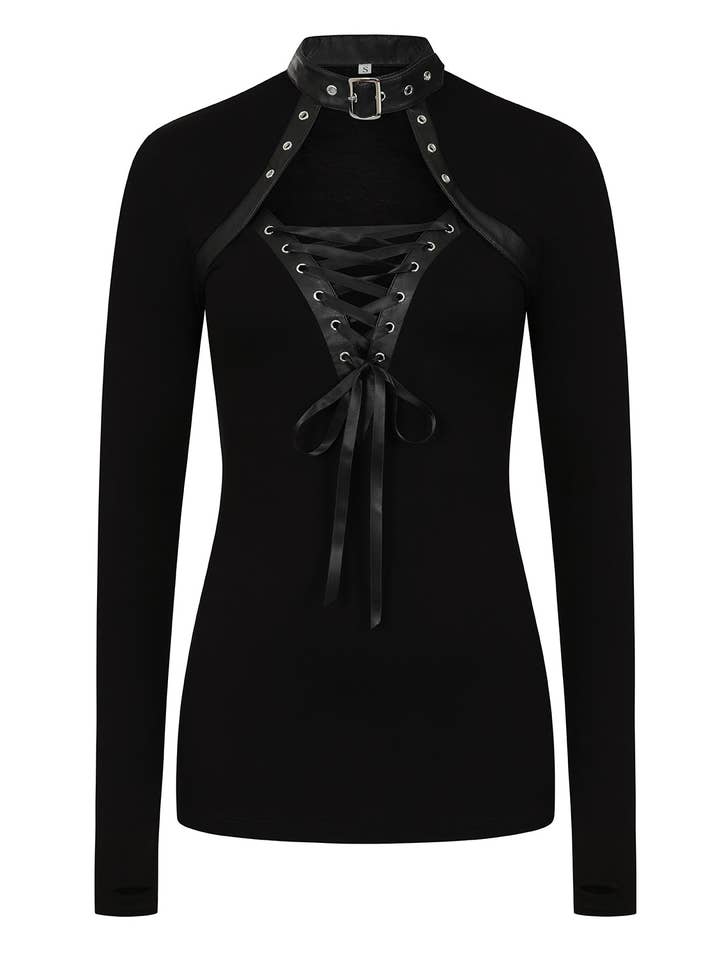 Necessary Evil (Kate's Clothing Ltd T/As) - Vendita all'ingrosso Camicetta - Donna - Necessary Evil Dione - Top a maniche lunghe con lacci1