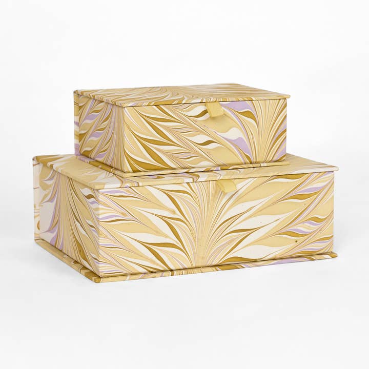 CAJA DE RECUERDOS MARMOLADA - PLUMA LILA CANARIO para venta al por mayor de Craft Boat