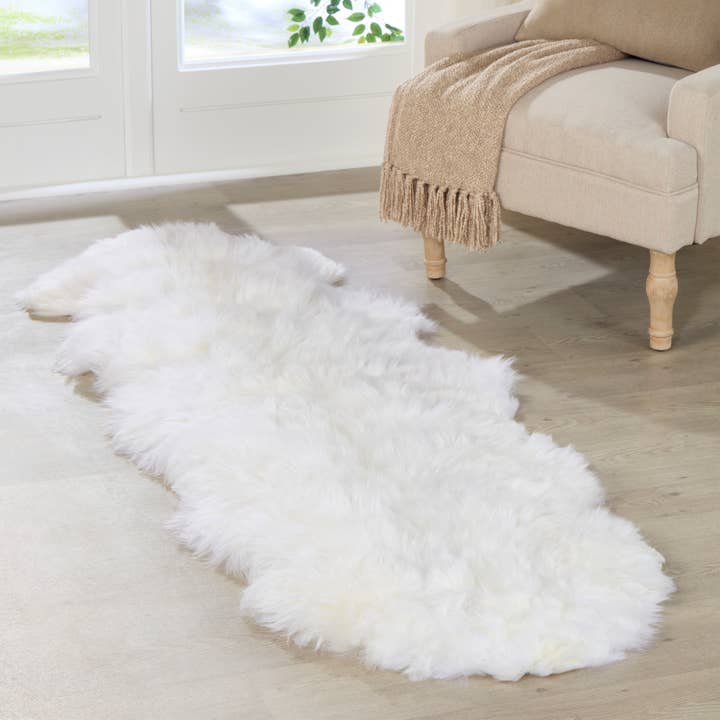 Double Natural White Sheepskin Rug for wholesale by Native Natural