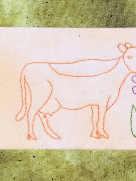 Happy Cow Postcard Pattern / Embroidery Pattern / Quilt Patt for wholesale by Puppy Girl Designs