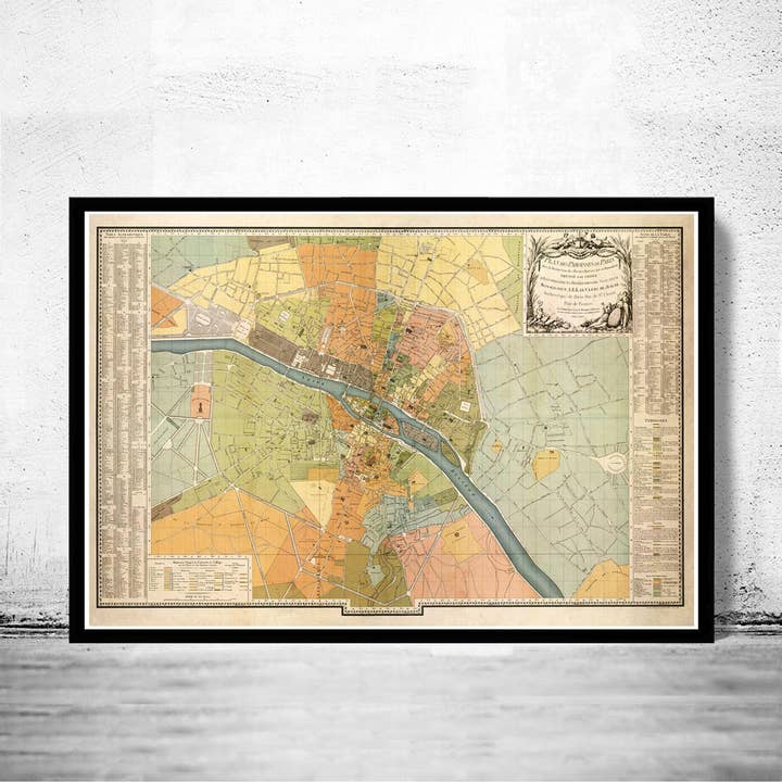 Alte Karte von Paris (SEHR GROSSE KARTE) Frankreich 1904 Vintage Karte | Vintage Karten Wandkunst Druck für den Großhandel von OldCityPrints - Old Maps and Posters