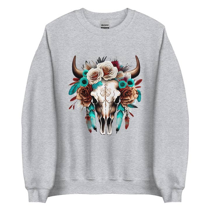 Western Skull Unisex Sweatshirt for wholesale by SUNFLOWER DREAMS BOUTIQUE