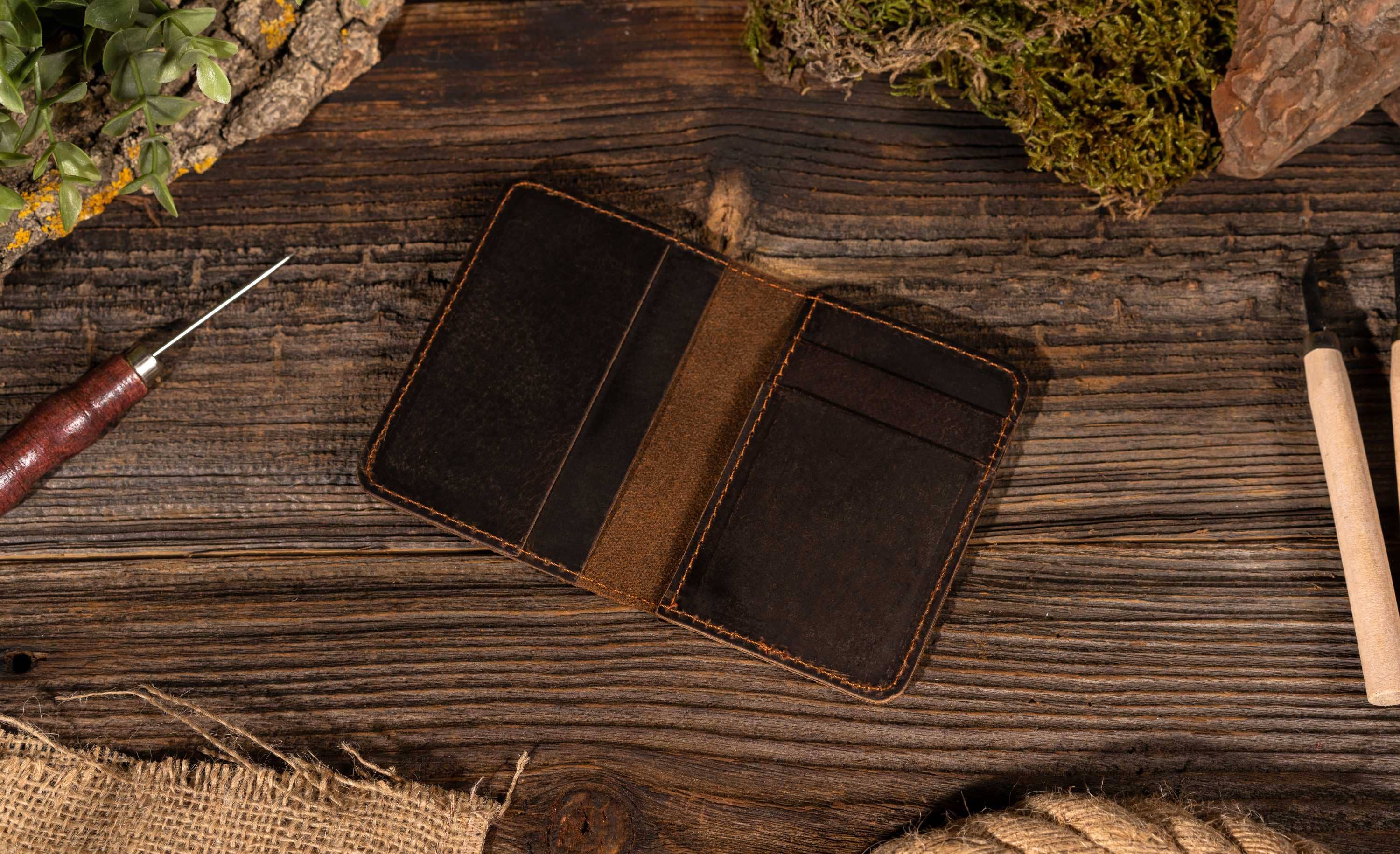 American Leather Goods – Carteira – Homem por atacado – Carteira em pele genuína, carteira artesanal0