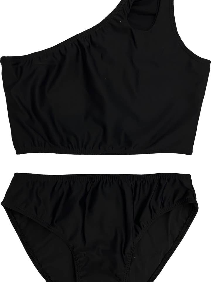 Bañador de dos piezas de un hombro para niña para venta al por mayor de Cheryl Creations Kids